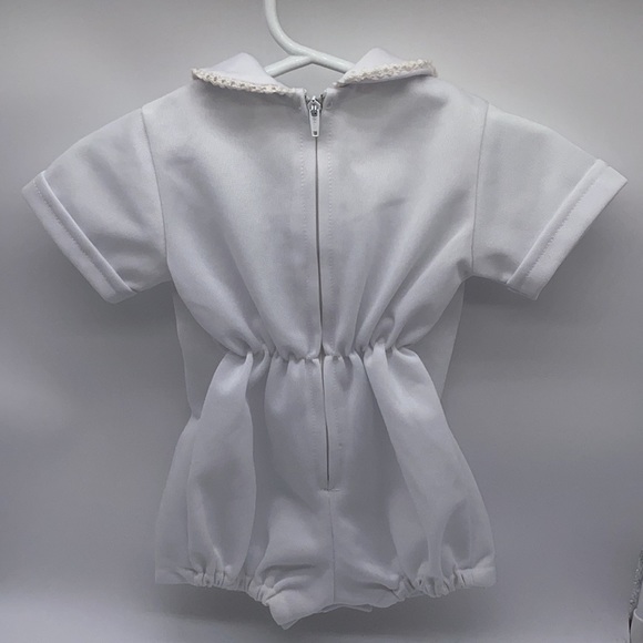 1970s Infant Boys Summer Romper White Vintage Retro Fashion Movie Wardrobe 3-6M - Picture 4 of 11
